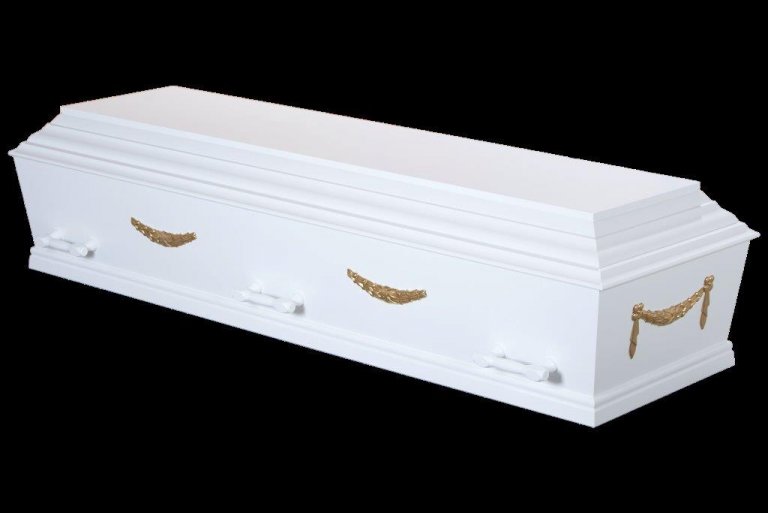 Hvít með gullskreytingu